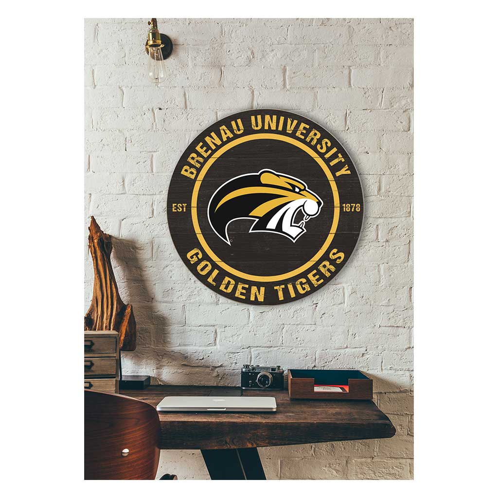 20x20 Weathered Colored Circle Brenau University Golden Tigers