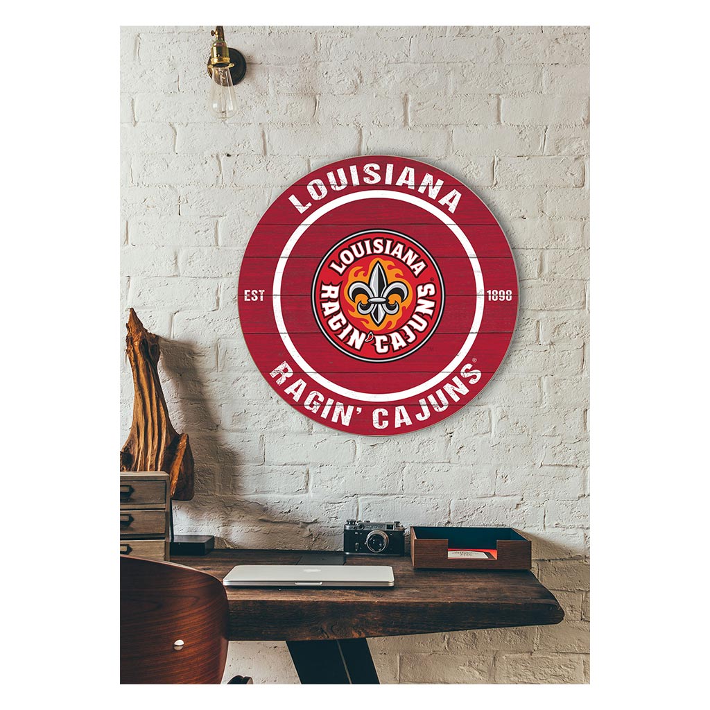 20x20 Weathered Colored Circle Louisiana State Lafayette Ragin Cajuns