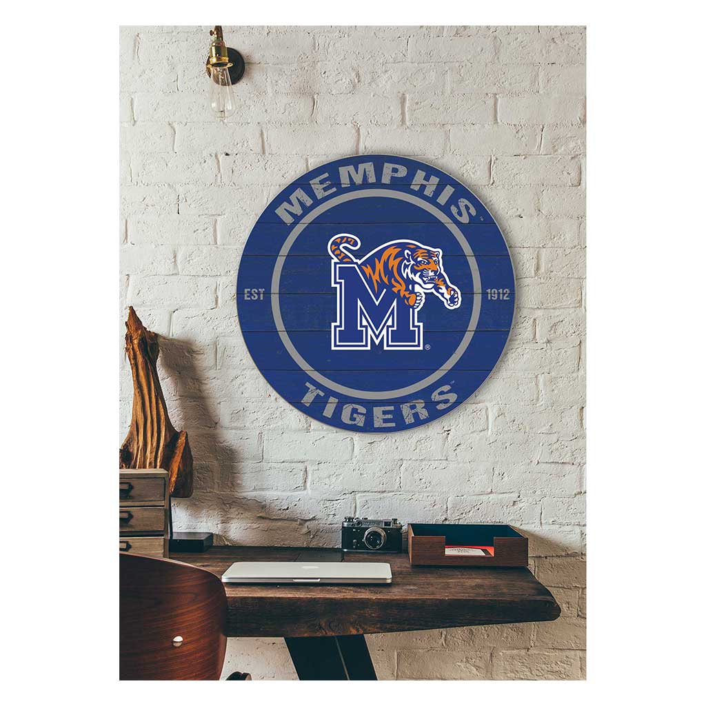 20x20 Weathered Colored Circle Memphis Tigers