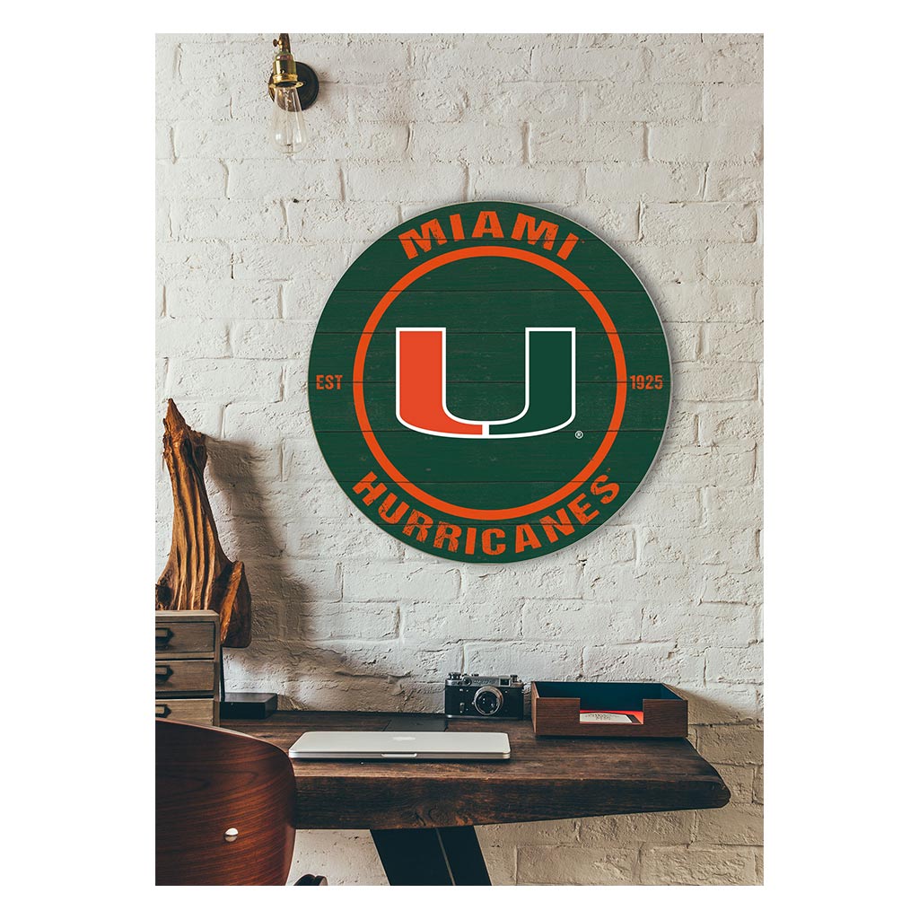 20x20 Weathered Colored Circle Miami Hurricanes