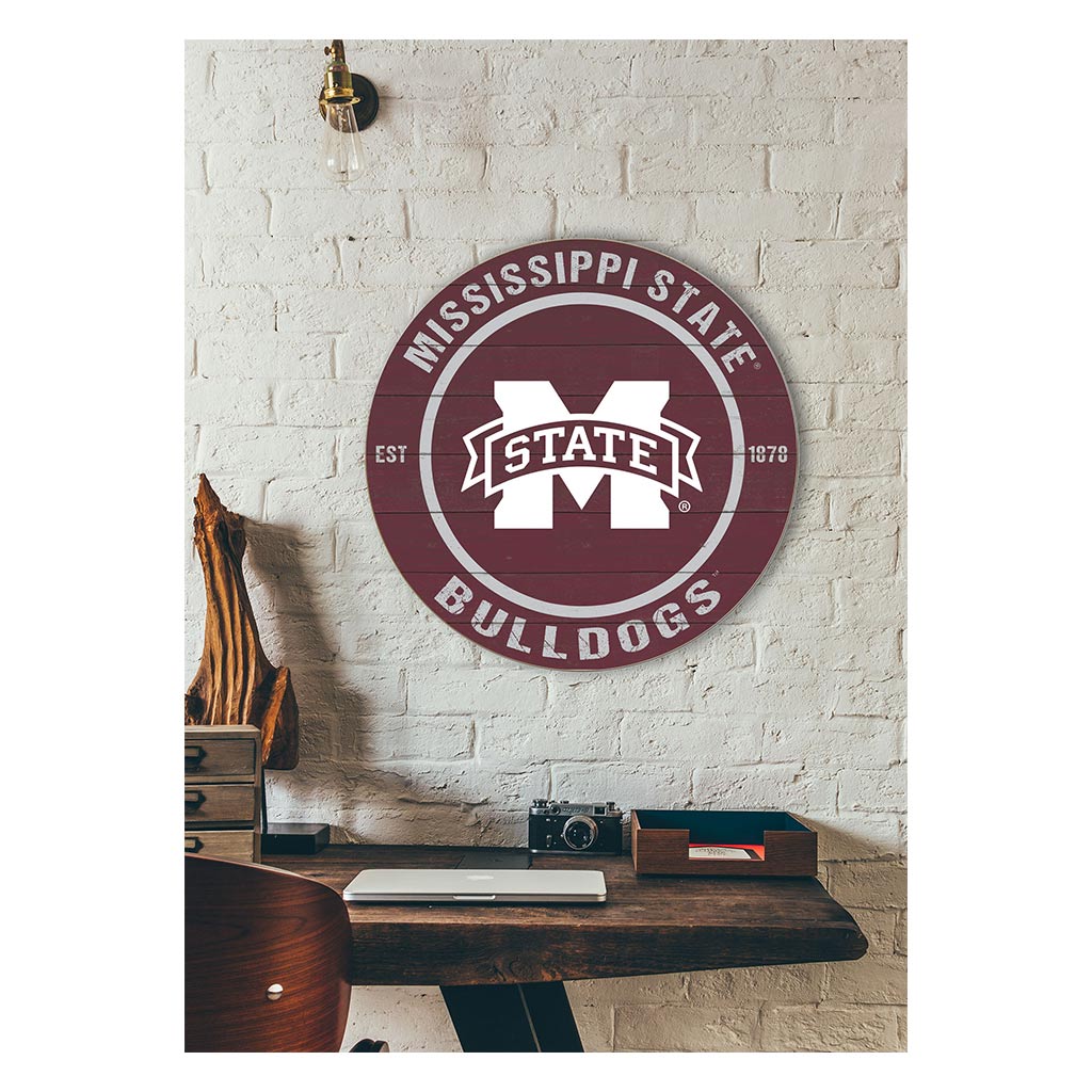 20x20 Weathered Colored Circle Mississippi State Bulldogs