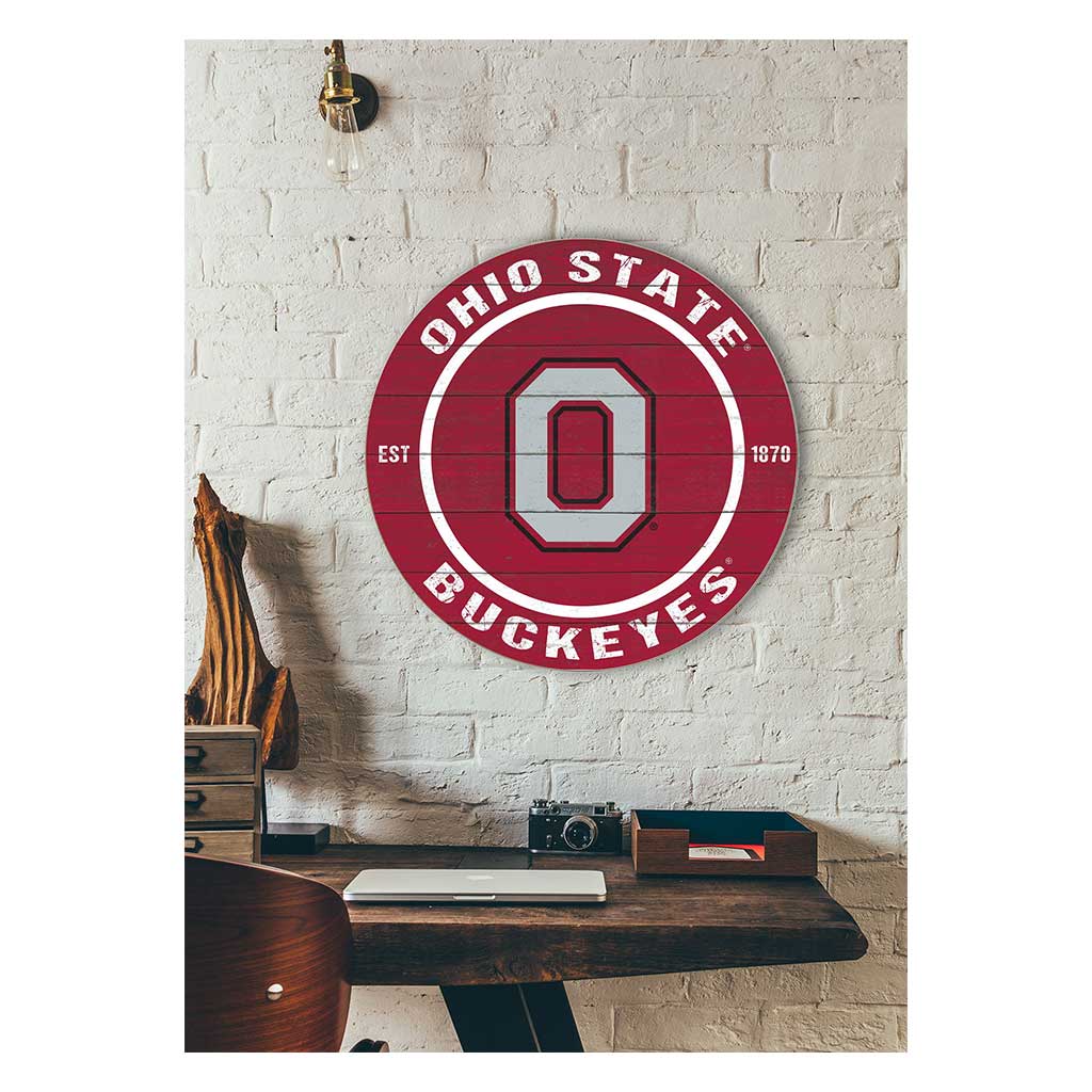 20x20 Weathered Colored Circle Ohio State Buckeyes