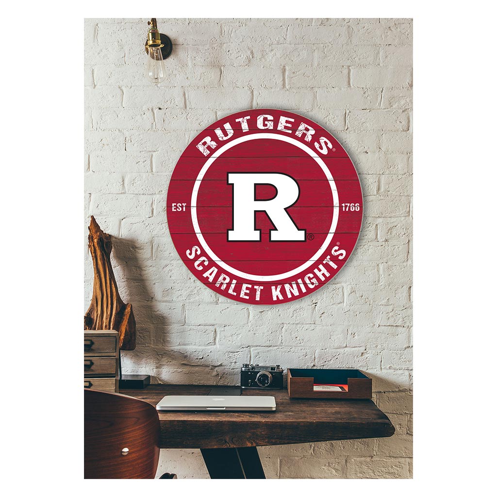 20x20 Weathered Colored Circle Rutgers Scarlet Knights