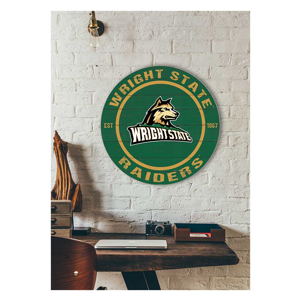 20x20 Weathered Colored Circle Wright State University Raiders