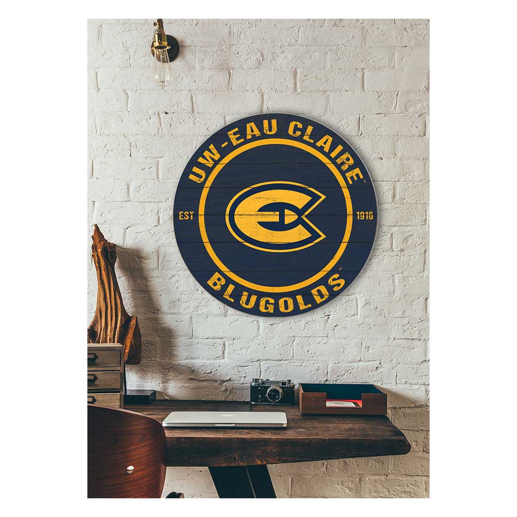 20x20 Weathered Colored Circle Eau Claire University Blugolds