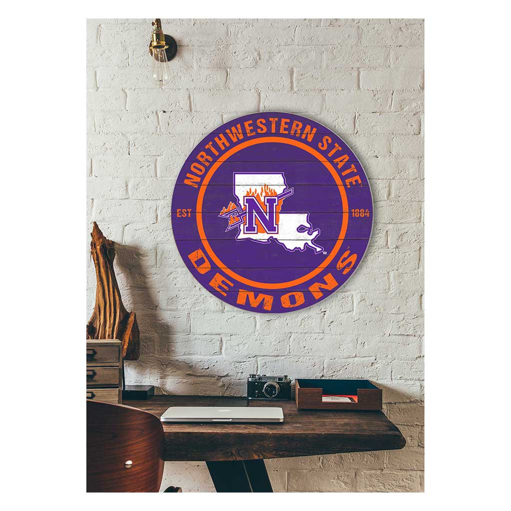 20x20 Weathered Colored Circle Northwestern State Demons