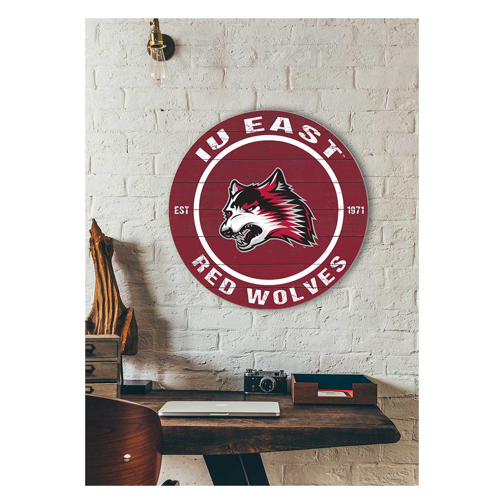20x20 Weathered Colored Circle Indiana University East Red Wolves