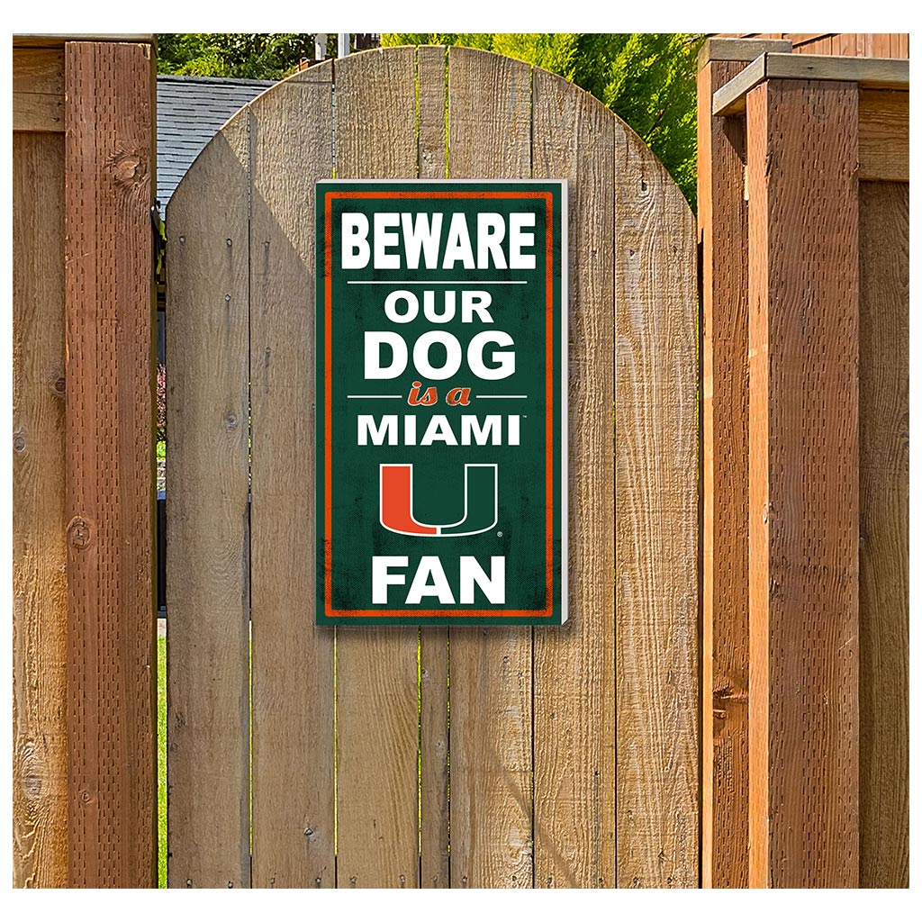 11x20 Indoor Outdoor Sign BEWARE of Dog Miami Hurricanes