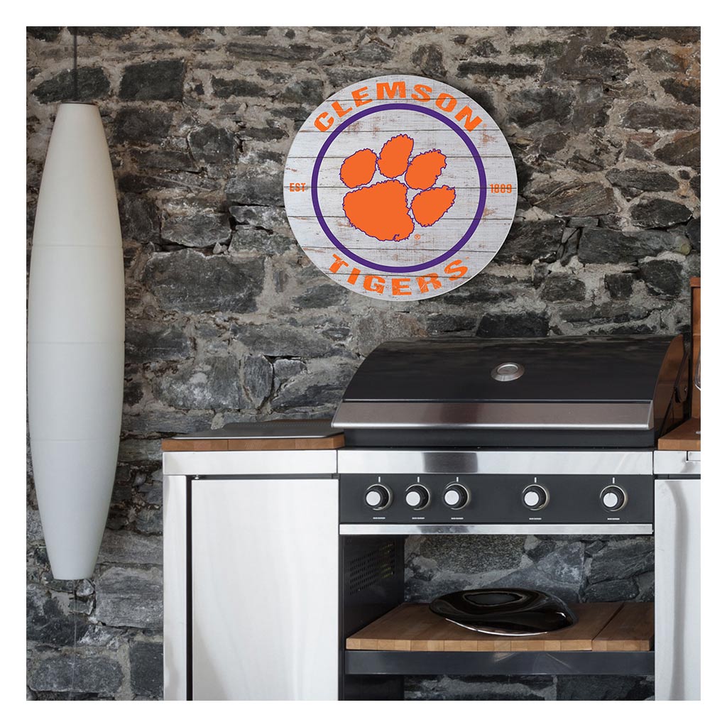 20x20 Indoor Outdoor Weathered Circle Clemson Tigers