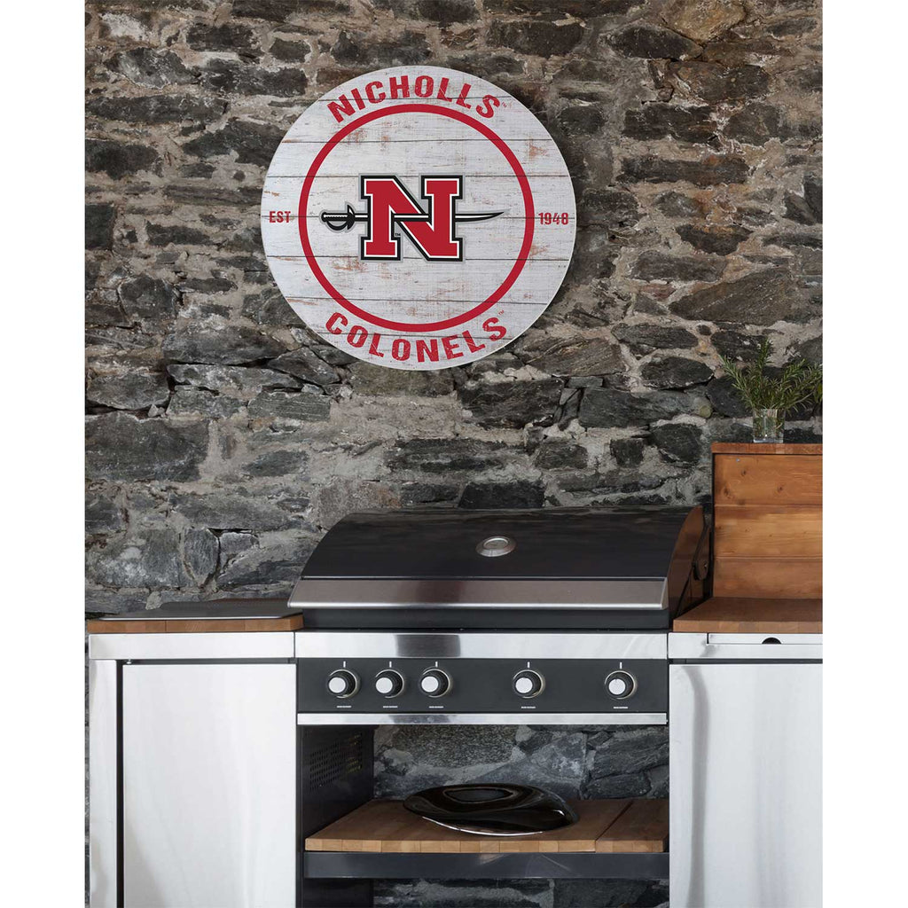 20x20 Indoor Outdoor Weathered Circle Nicholls State Colonels