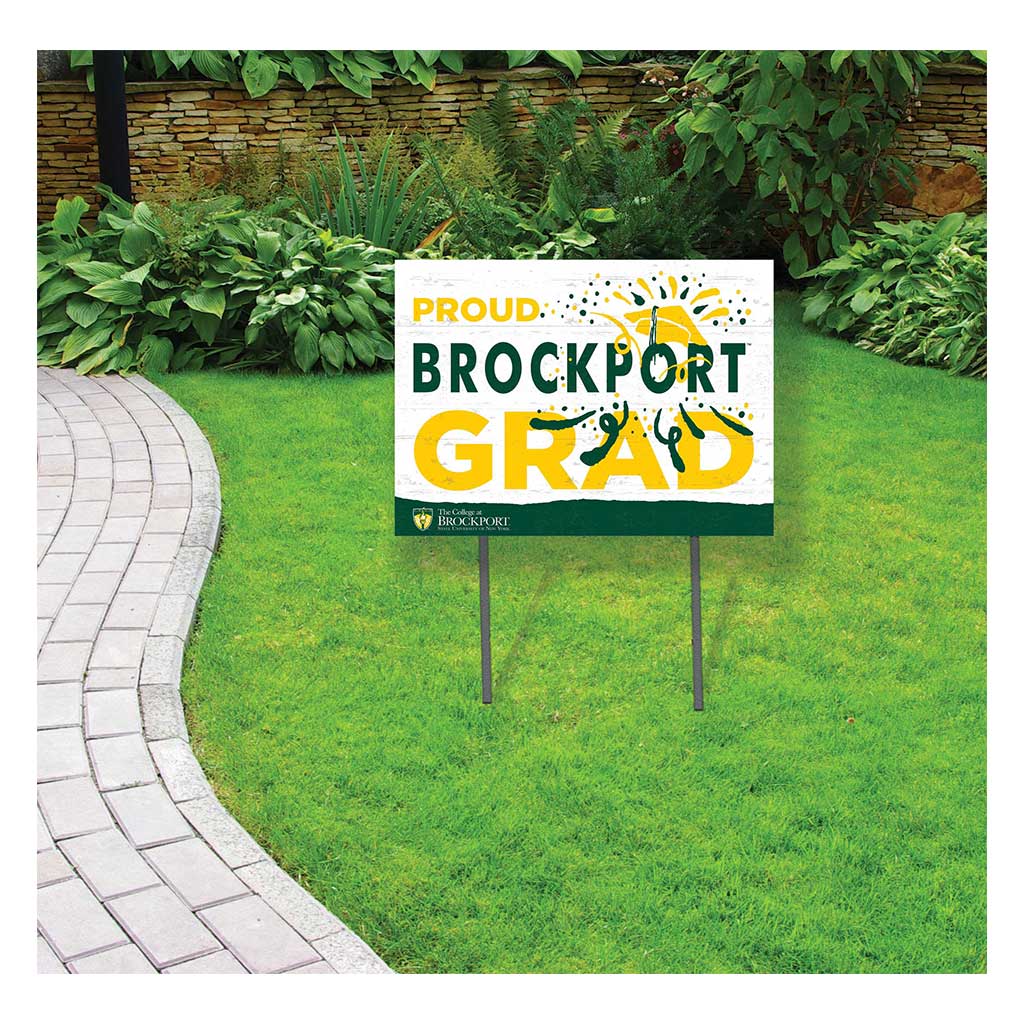 18x24 Lawn Sign Proud Grad With Logo College at SUNY Brockport Golden Eagles
