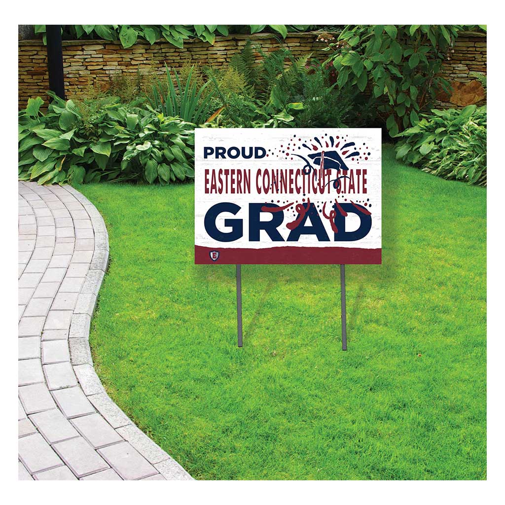 18x24 Lawn Sign Proud Grad With Logo Eastern Connecticut State University Warriors
