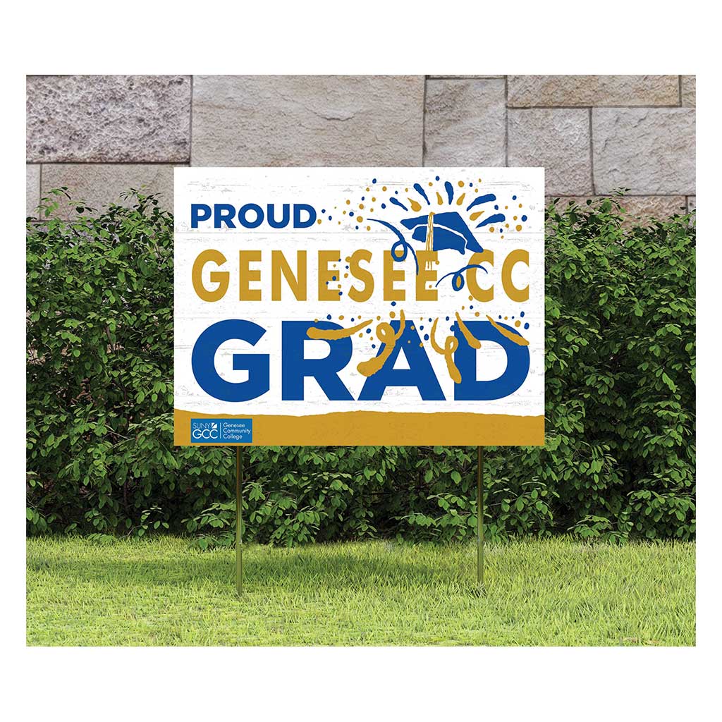 18x24 Lawn Sign Proud Grad With Logo Genessee Community College Cougars