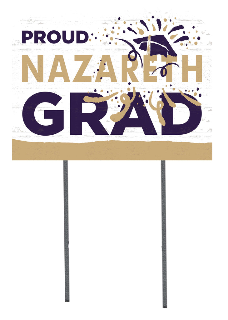 18x24 Lawn Sign Proud Grad With Logo Nazareth University Goldne Flyers