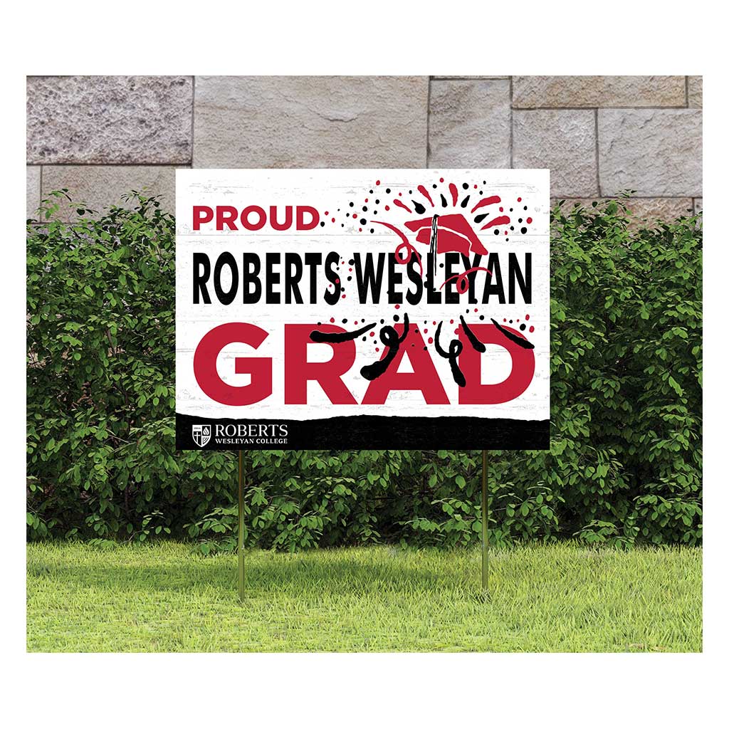18x24 Lawn Sign Proud Grad With Logo Roberts Wesleyan Redhawks