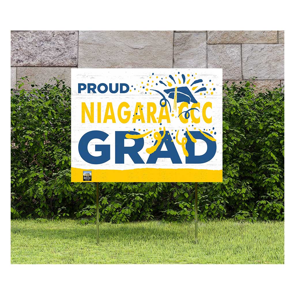 18x24 Lawn Sign Proud Grad With Logo Niagara County Community College Thunder Wolves