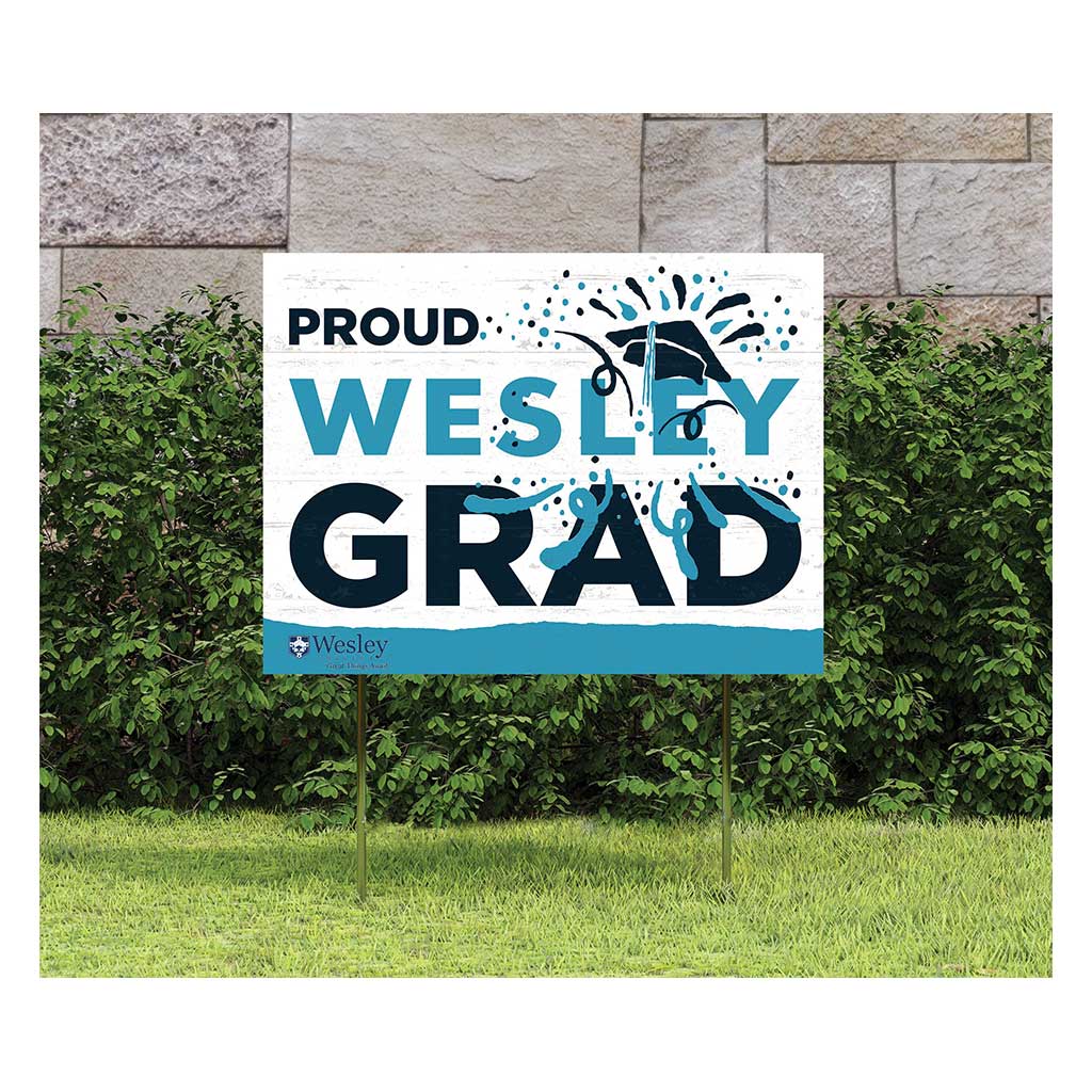 18x24 Lawn Sign Proud Grad With Logo Wesley College Wolverines