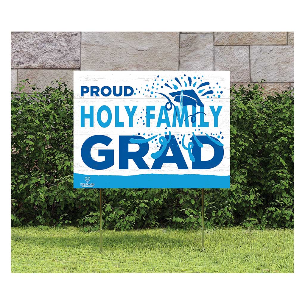 18x24 Lawn Sign Proud Grad With Logo Holy Family Universty Tigers