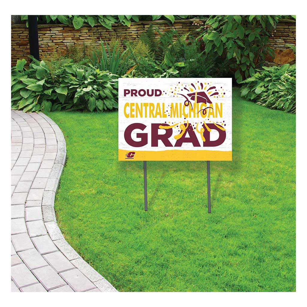 18x24 Lawn Sign Proud Grad With Logo Central Michigan Chippewas