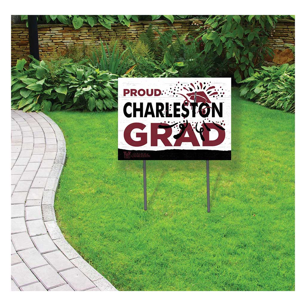 18x24 Lawn Sign Proud Grad With Logo Charleston College Cougars