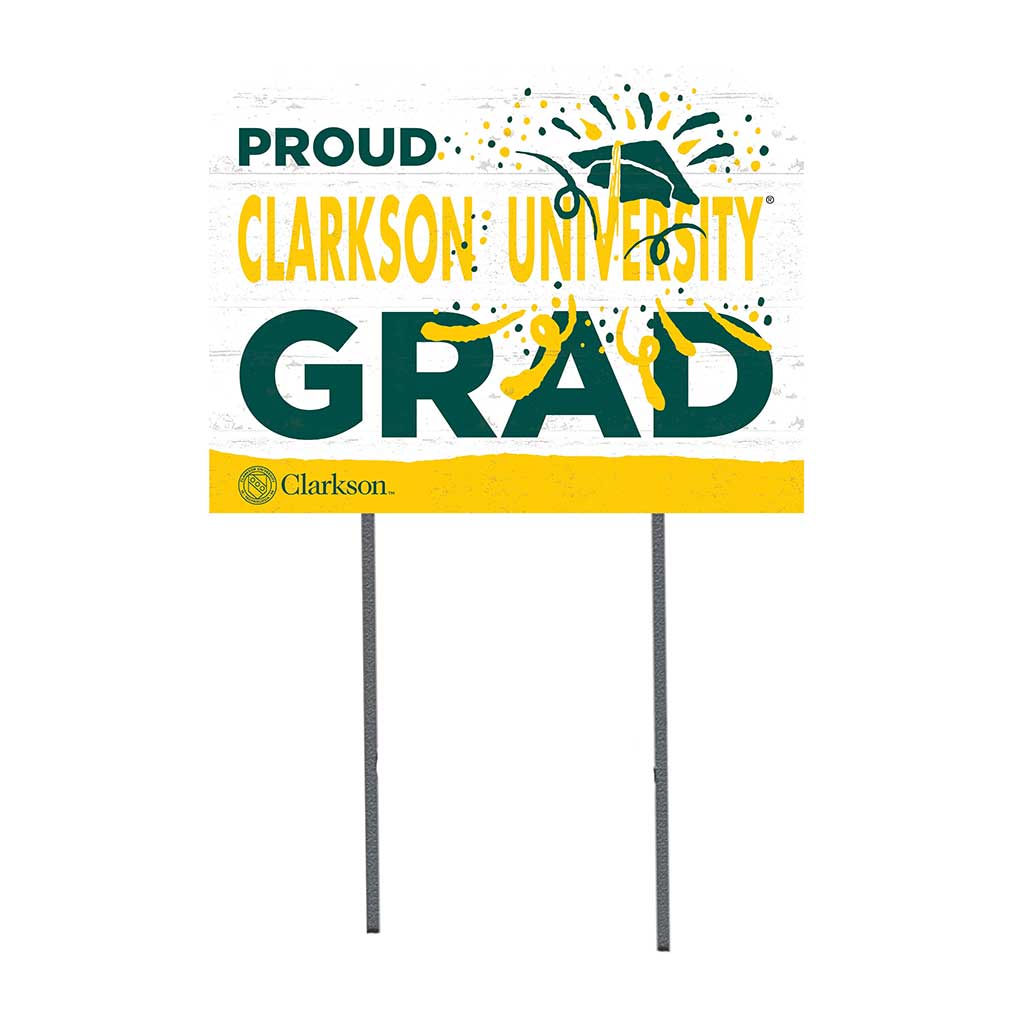 18x24 Lawn Sign Proud Grad With Logo Clarkson University Golden Knights