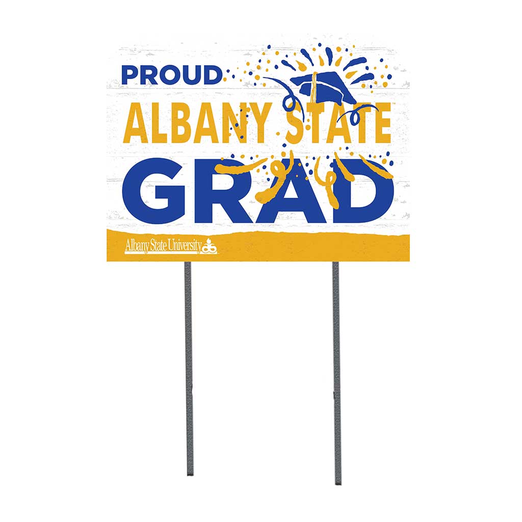 18x24 Lawn Sign Proud Grad With Logo Albany State University Golden Rams