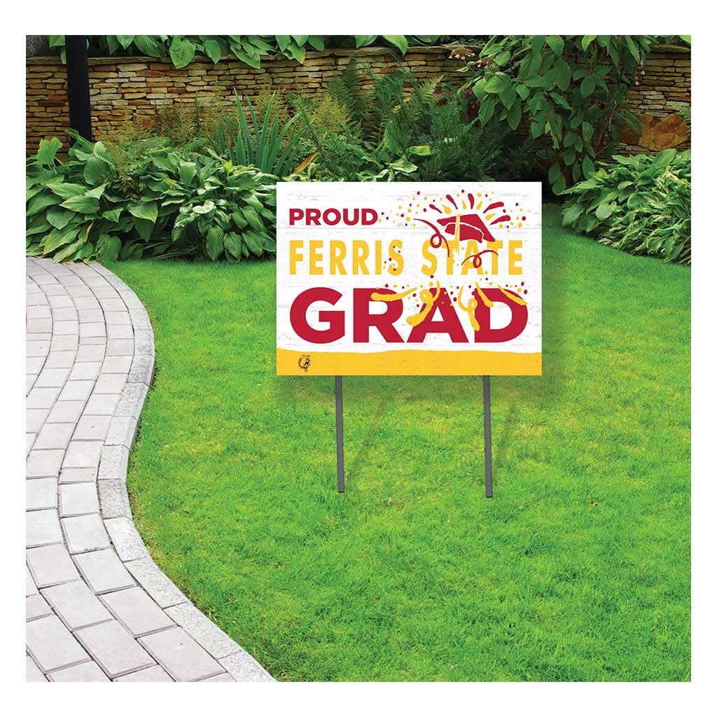 18x24 Lawn Sign Proud Grad With Logo Ferris State Bulldogs