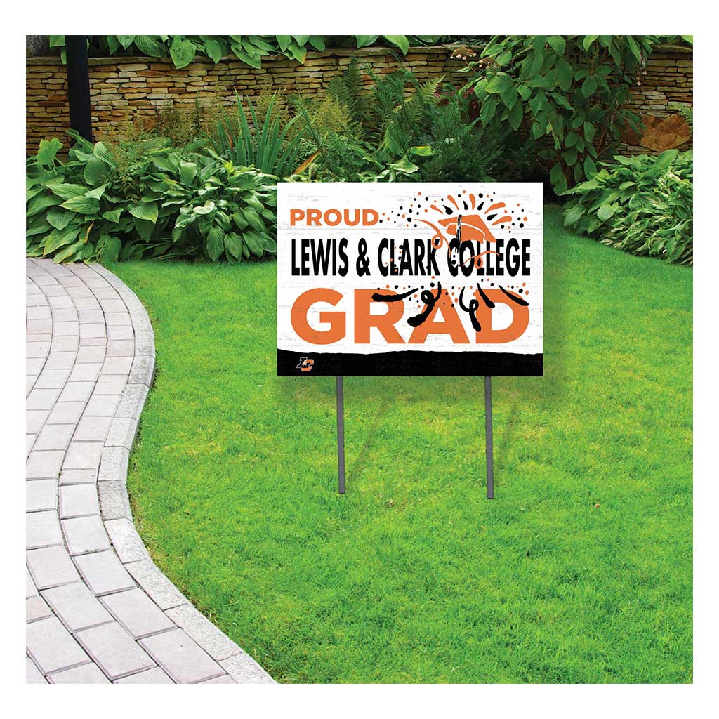 18x24 Lawn Sign Proud Grad With Logo Lewis and Clark College Pioneers