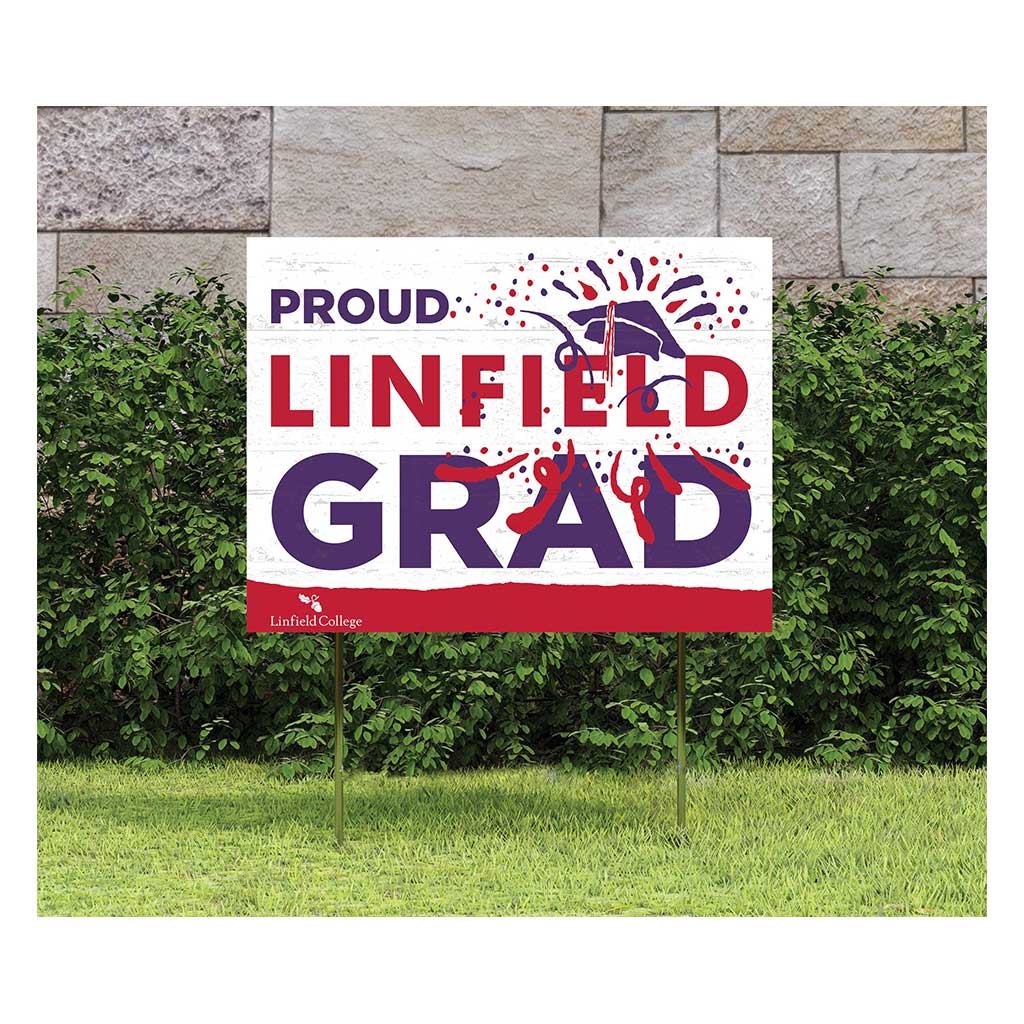 18x24 Lawn Sign Proud Grad With Logo Linfield College Wildcats