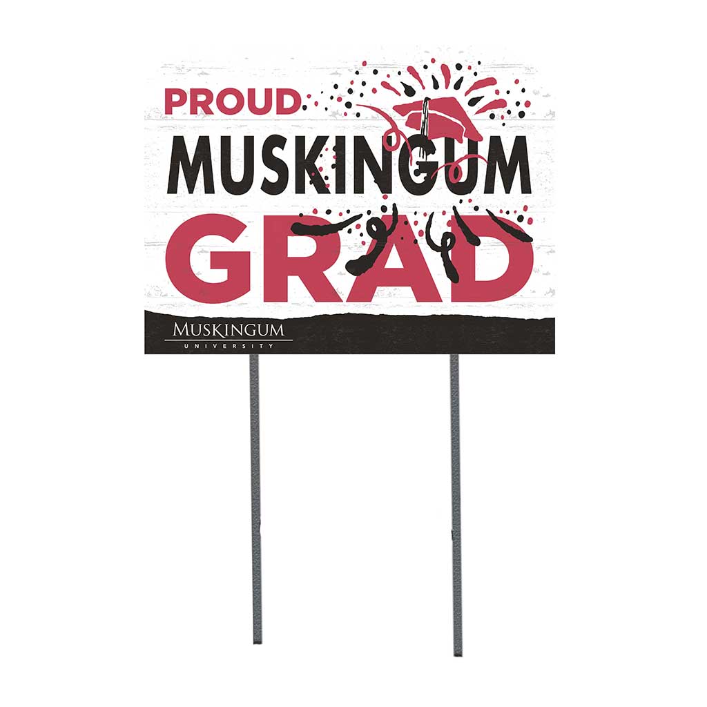 18x24 Lawn Sign Proud Grad With Logo Muskingum Fighting Muskies