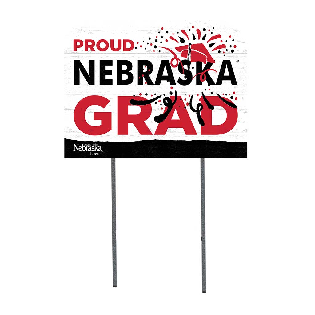 18x24 Lawn Sign Proud Grad With Logo Nebraska Cornhuskers