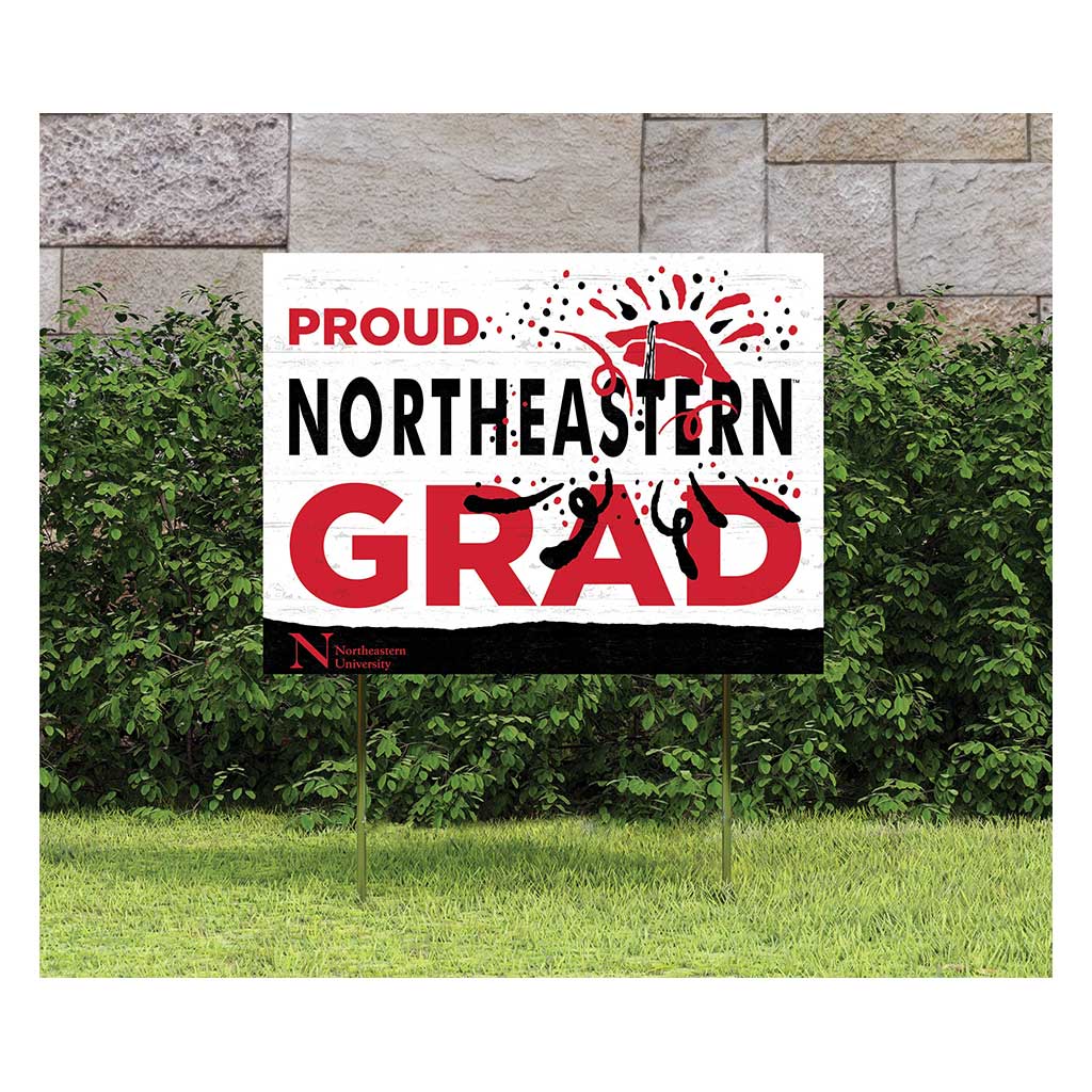 18x24 Lawn Sign Proud Grad With Logo Northeastern Huskies