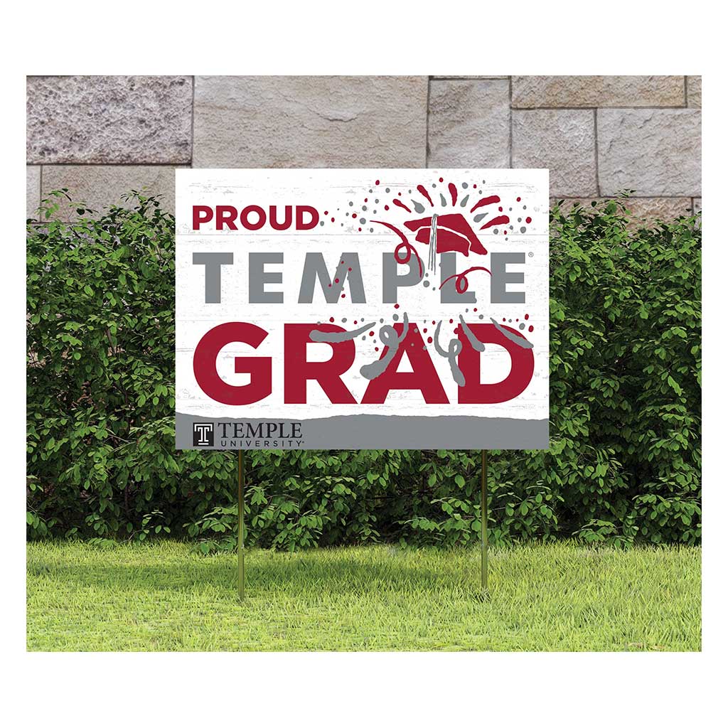 18x24 Lawn Sign Proud Grad With Logo Temple Owls