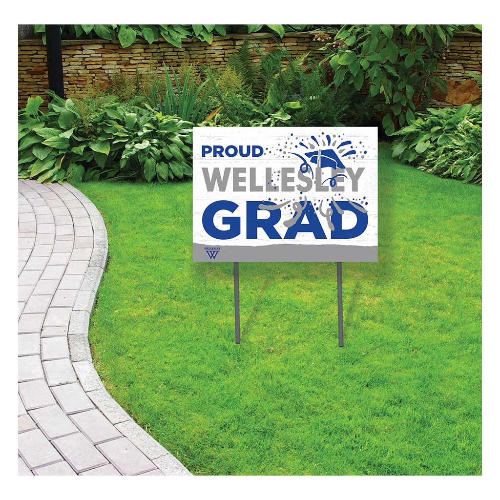 18x24 Lawn Sign Proud Grad With Logo Wellesley College Blue