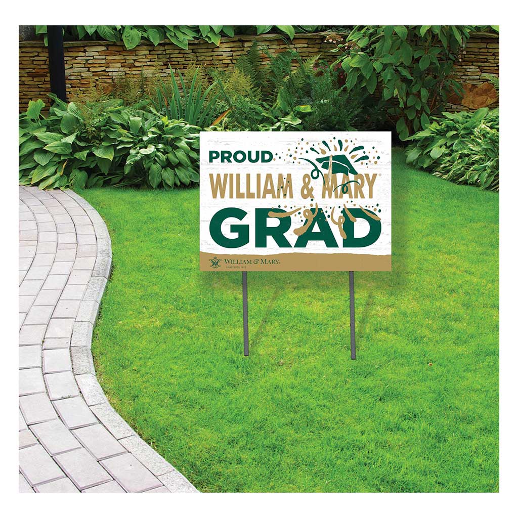 18x24 Lawn Sign Proud Grad With Logo William and Mary Tribe