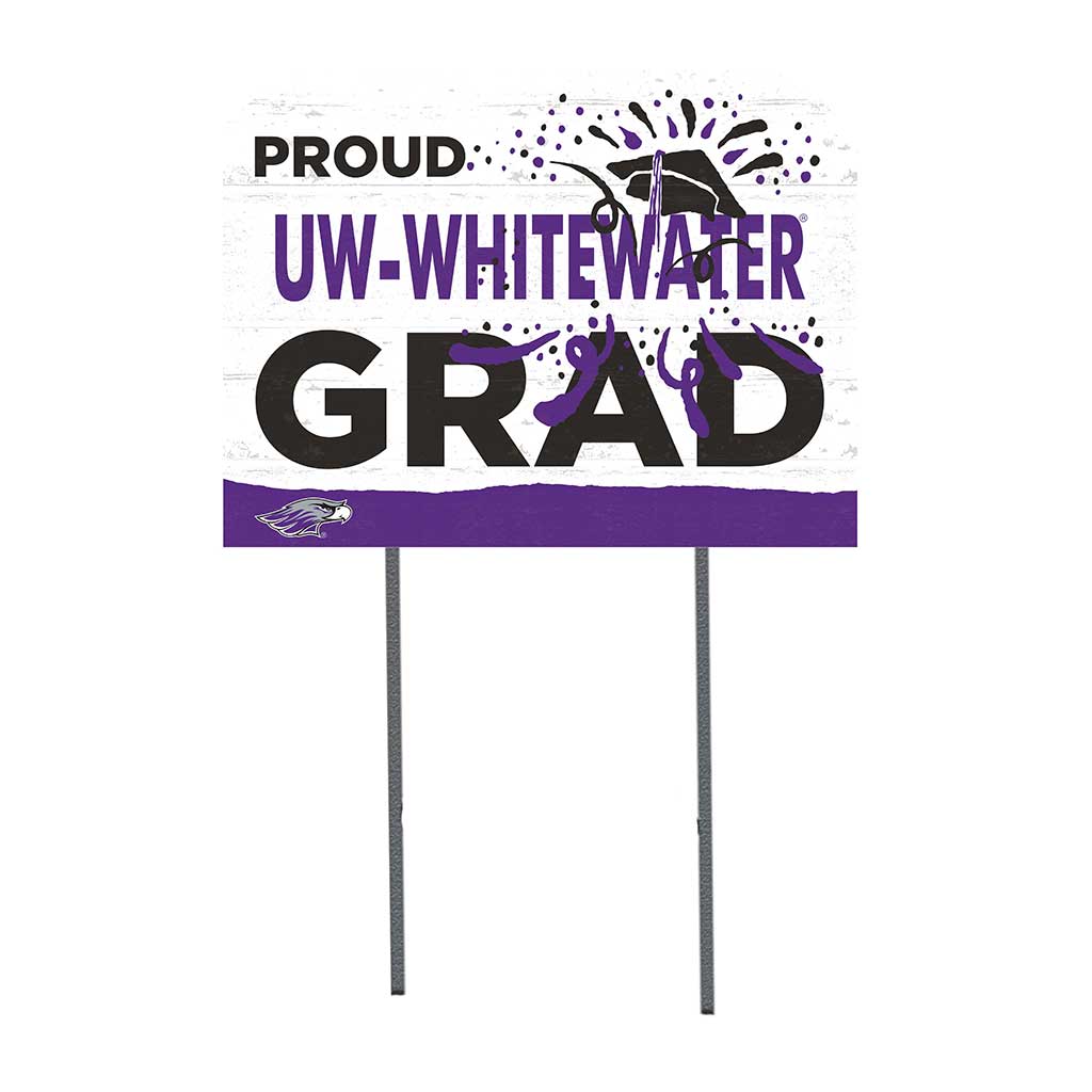18x24 Lawn Sign Proud Grad With Logo University of Wisconsin Whitewater Warhawks