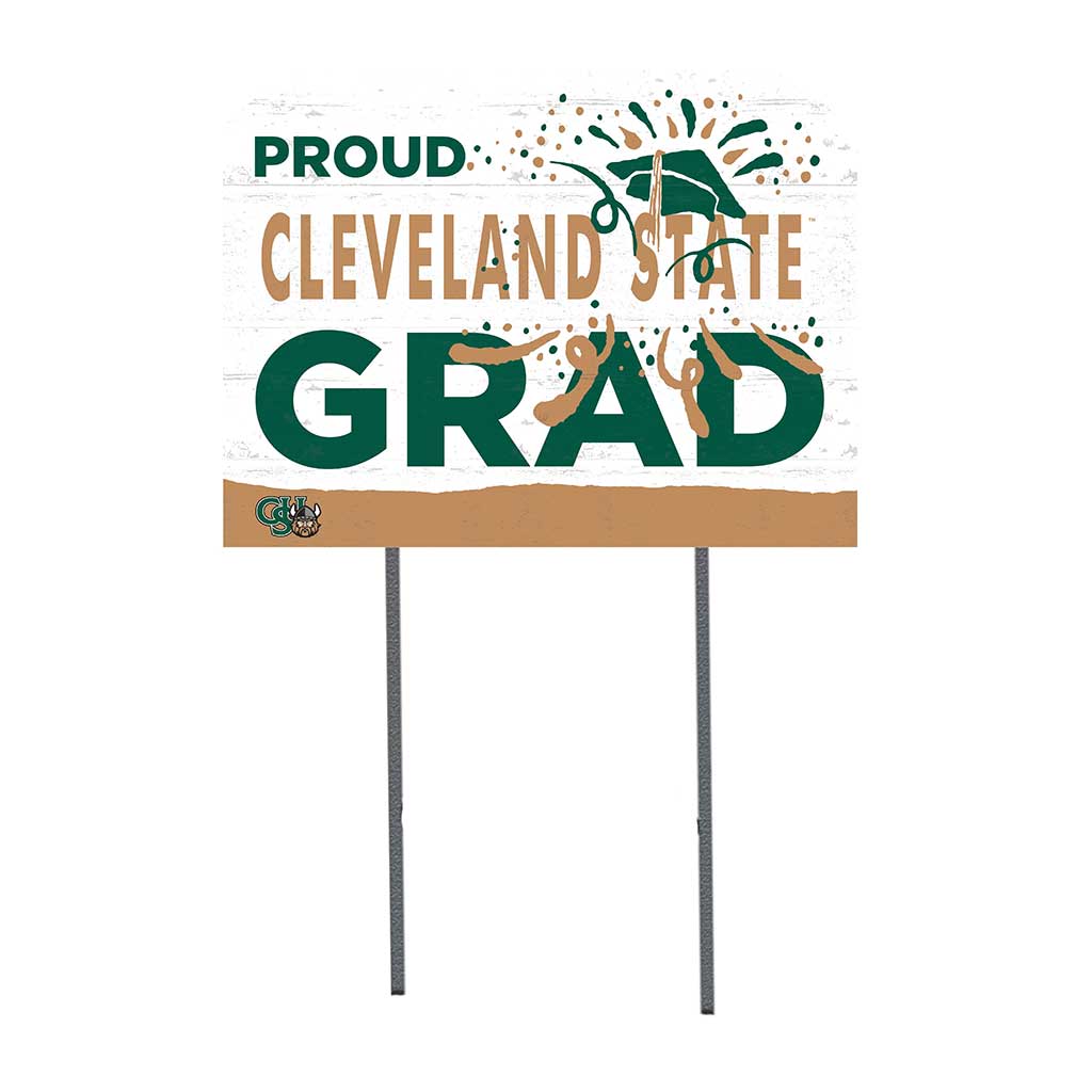 18x24 Lawn Sign Proud Grad With Logo Cleveland State Vikings