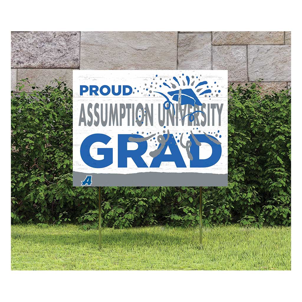 18x24 Lawn Sign Proud Grad With Logo Assumption College GREYHOUNDS
