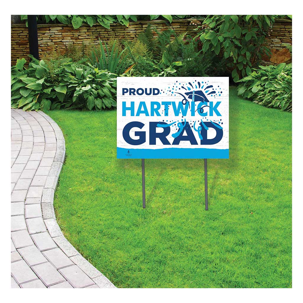 18x24 Lawn Sign Proud Grad With Logo Hartwick College HAWKS