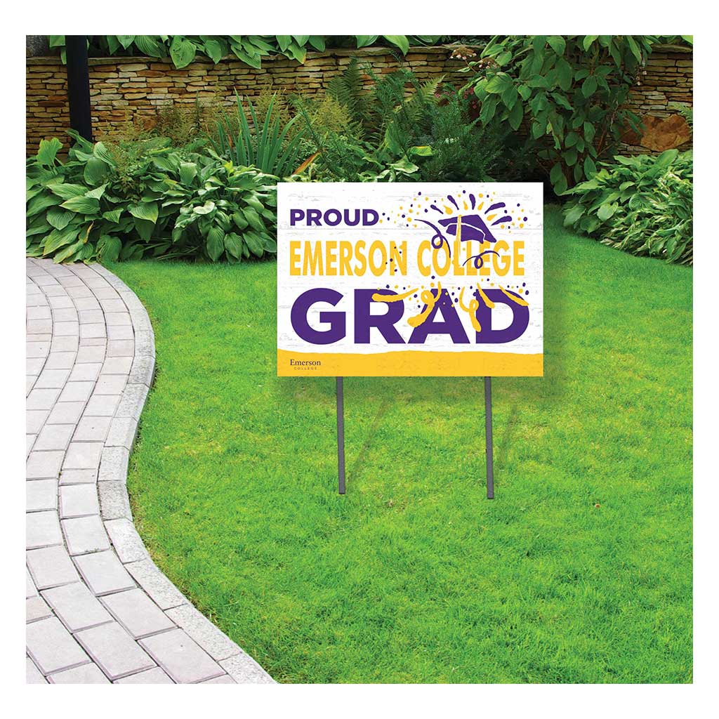 18x24 Lawn Sign Proud Grad With Logo Emerson College Lions