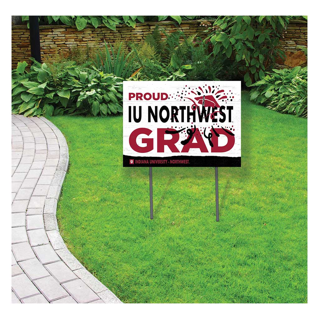 18x24 Lawn Sign Proud Grad With Logo Indiana University Northwest Redhawks