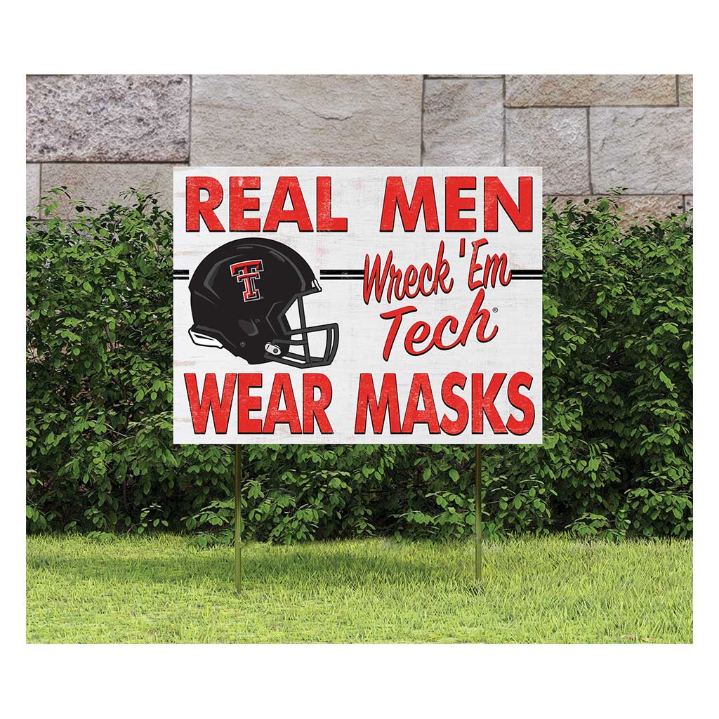 18x24 Lawn Sign Real Men Masks Helmet Texas Tech Red Raiders