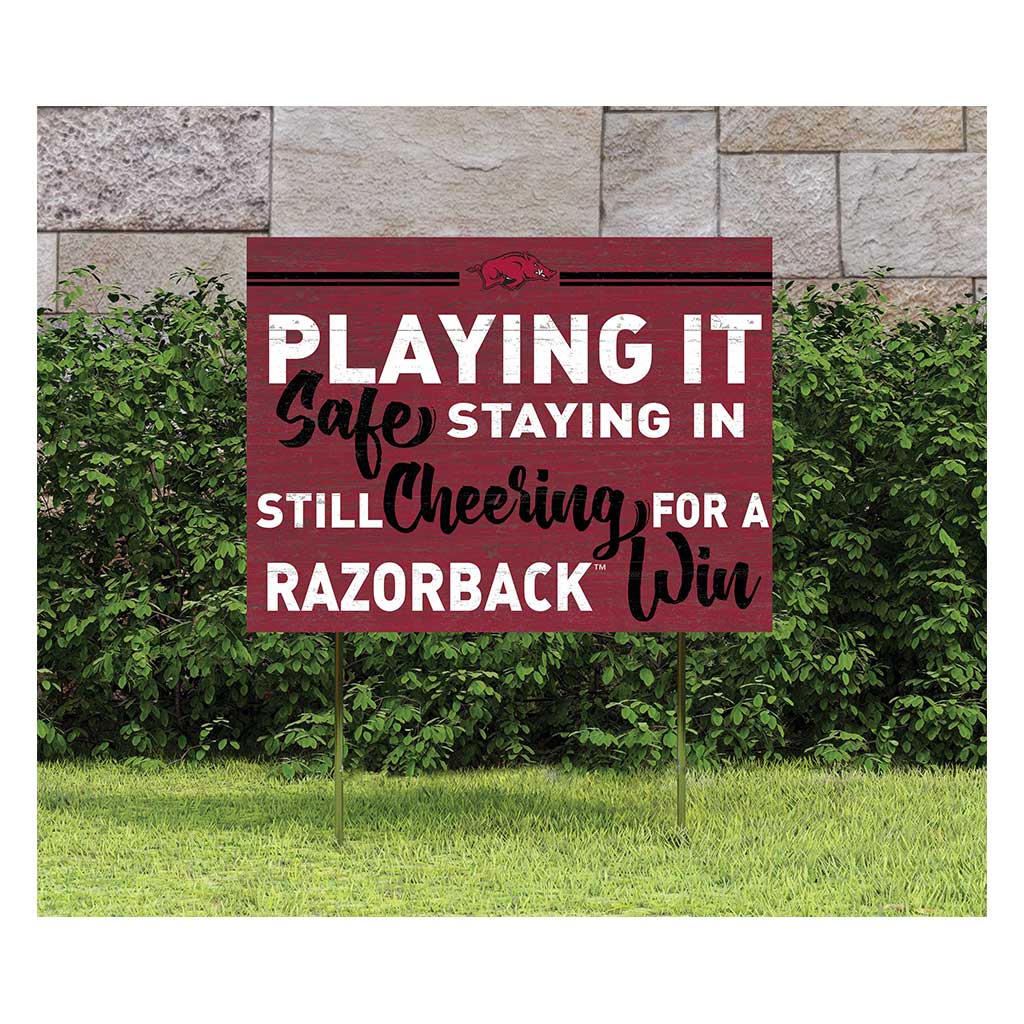 18x24 Lawn Sign Playing Safe at Home Arkansas Razorbacks