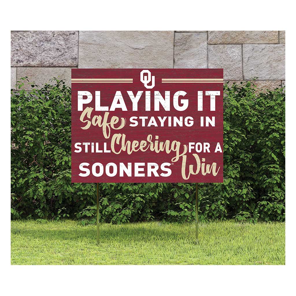 18x24 Lawn Sign Playing Safe at Home Oklahoma Sooners