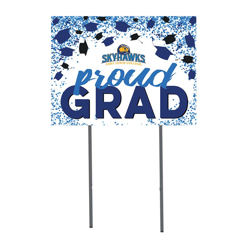 18x24 Lawn Sign Grad with Cap and Confetti Fort Lewis College Skyhawks