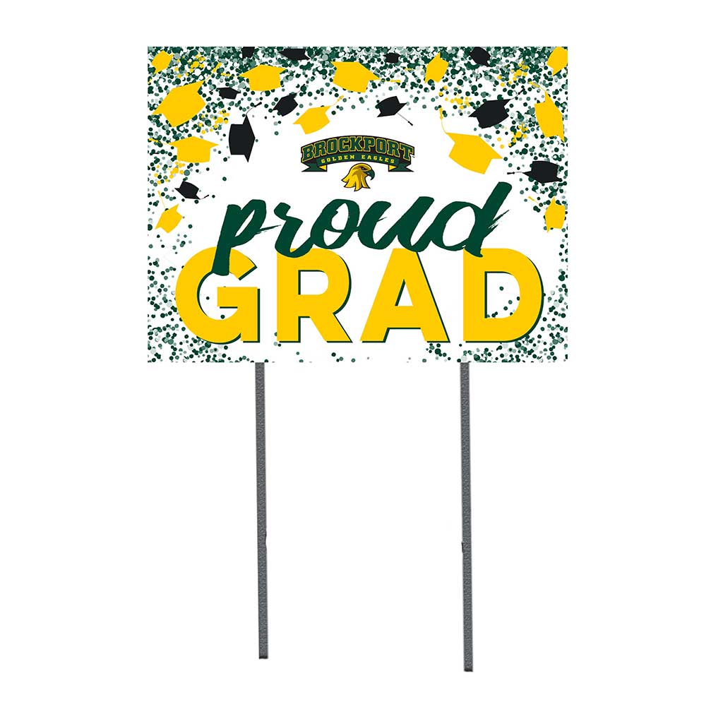 18x24 Lawn Sign Grad with Cap and Confetti SUNY Brockport Golden Eagles
