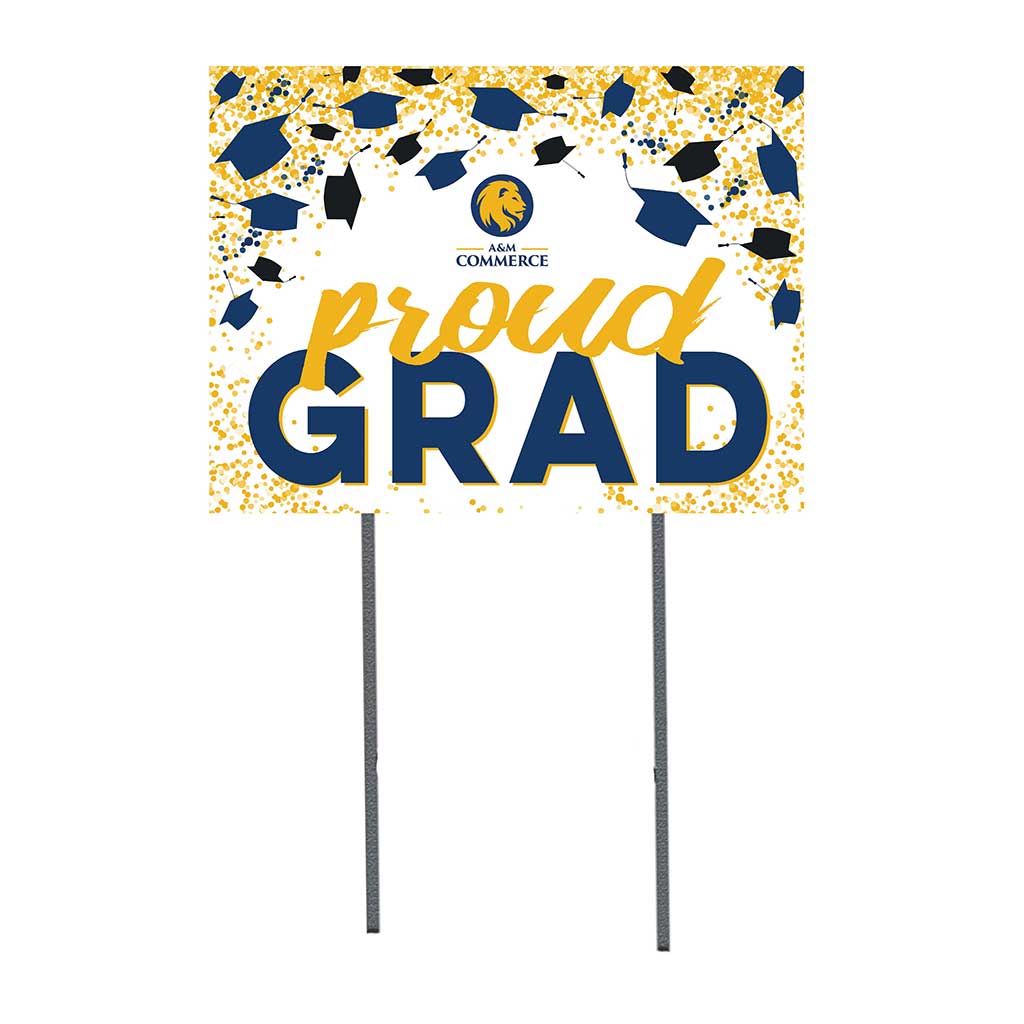 18x24 Lawn Sign Grad with Cap and Confetti Texas A&M University - Commerce Lions