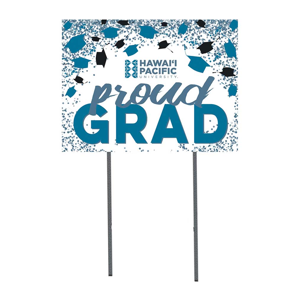 18x24 Lawn Sign Grad with Cap and Confetti Hawaii Pacific University Sharks
