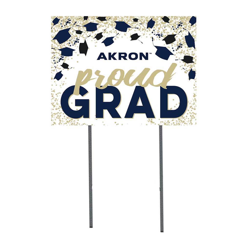 18x24 Lawn Sign Grad with Cap and Confetti Akron Zips