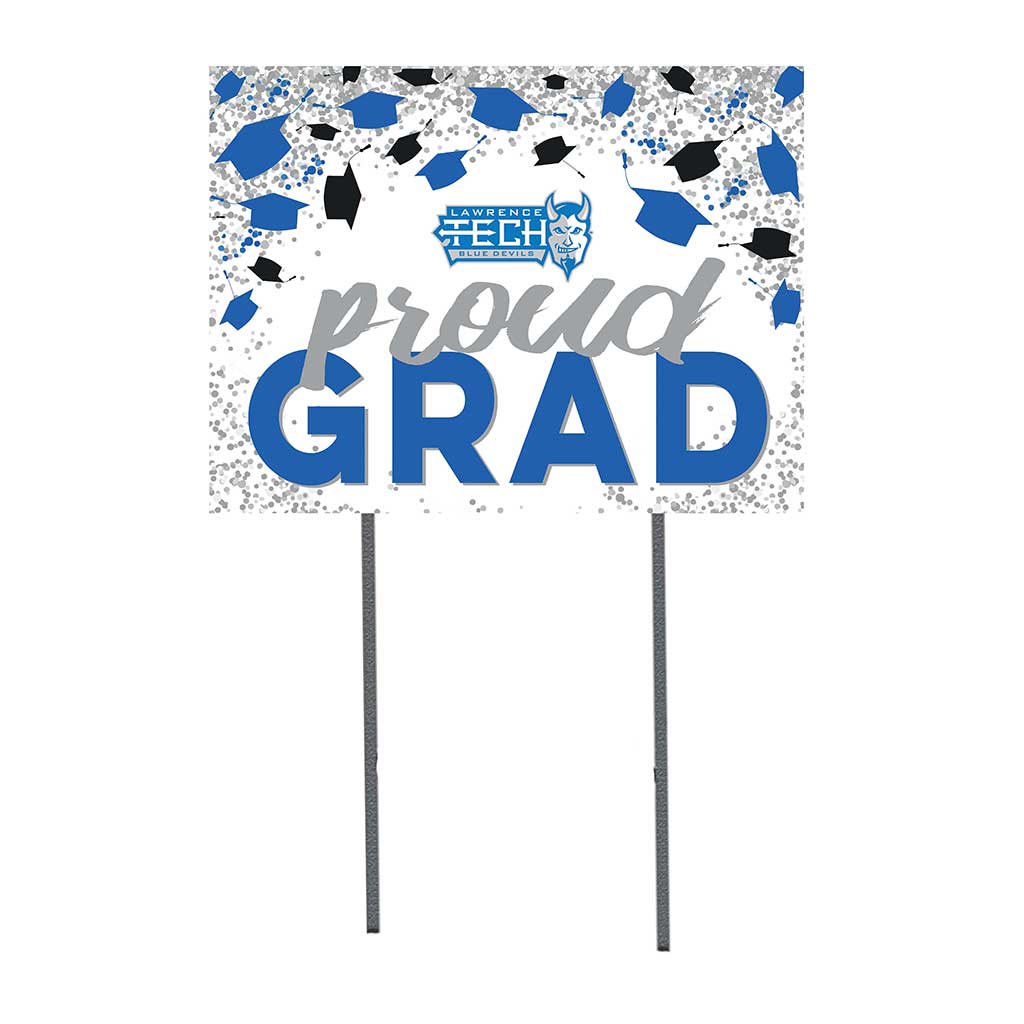 18x24 Lawn Sign Grad with Cap and Confetti Lawrence Technological University Blue Devils